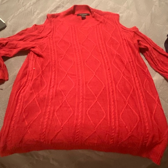 Reddish pink Ashley Stewart Cold Shoulder Sweater - Picture 1 of 3